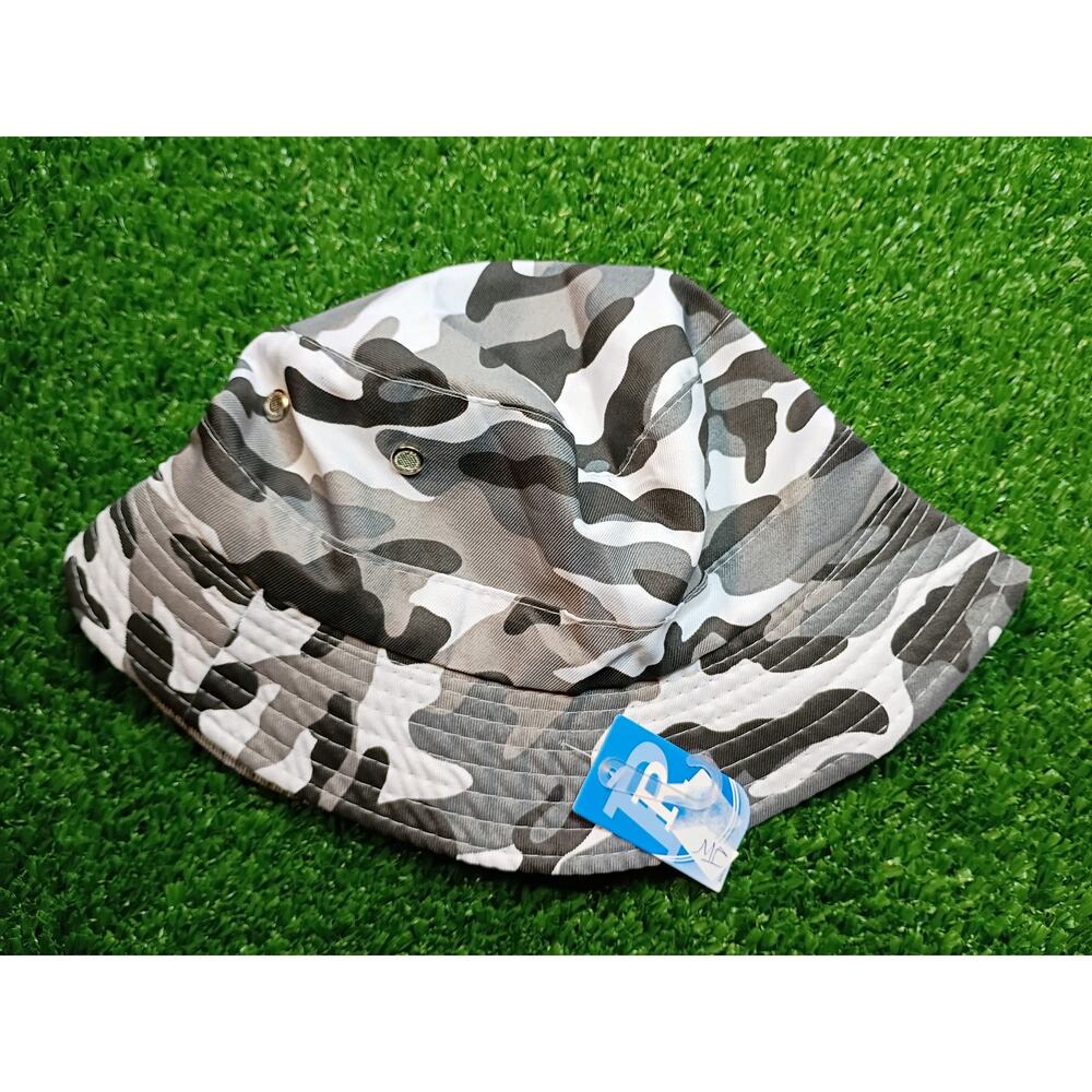 Unisex Camo Bucket Hat - White & Gray for Outdoors